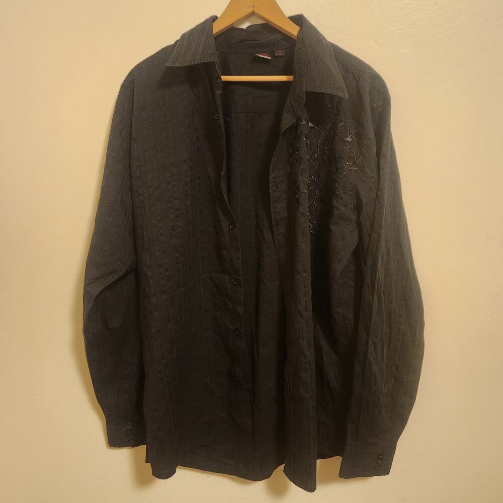 Men's Vintage Burnside Button down Dress Shirt with embroidery